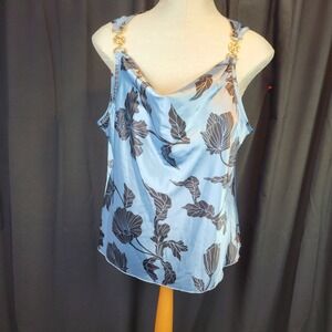 Tash & Sophie Floral Chain Strap Satin Top Size XL